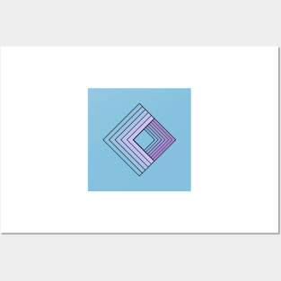 Blue square gradient Posters and Art